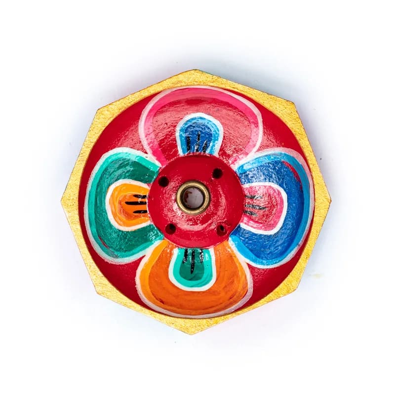 Brûle encens Fleur de Lotus en bois peint