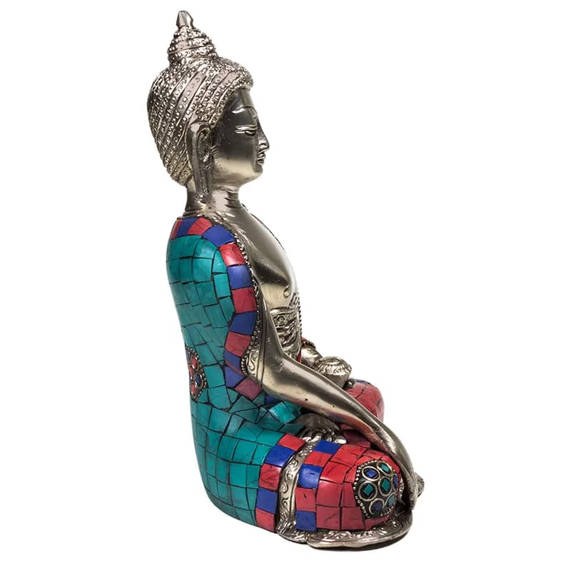 Bouddha argenté Shakyamuni avec pierres – vue 4