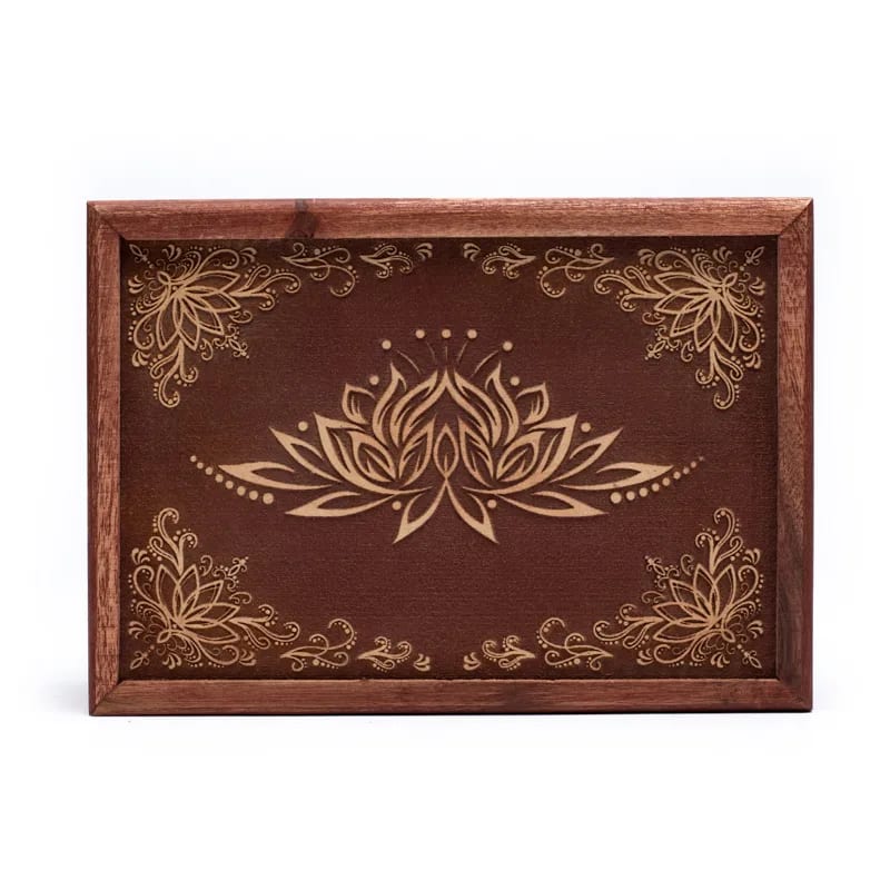 Boîte en bois décoration fait main - 17.5 x 13 x 6.5 cm