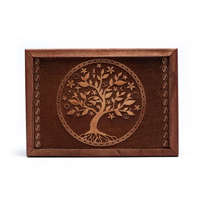 Boîte en bois décoration fait main - 17.5 x 13 x 6.5 cm