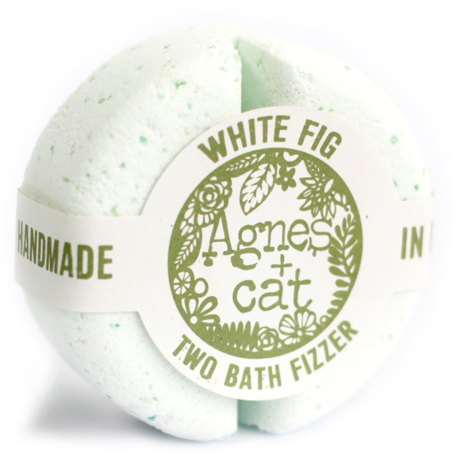Coffret Cadeaux Bougie Rhubarbe & Bombes de bain | Agnès & Cat comprend 2 bombes de bain parfum figue blanche