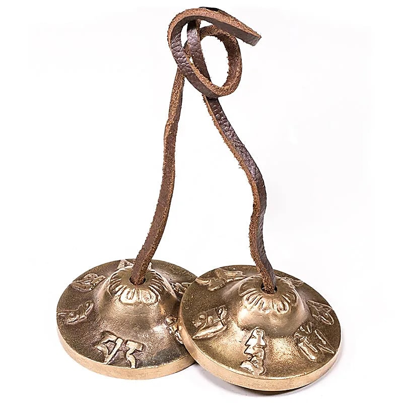 Cymbales / Tingshas - Om Mani Padme Hum - 6 cm / normal - Astroia