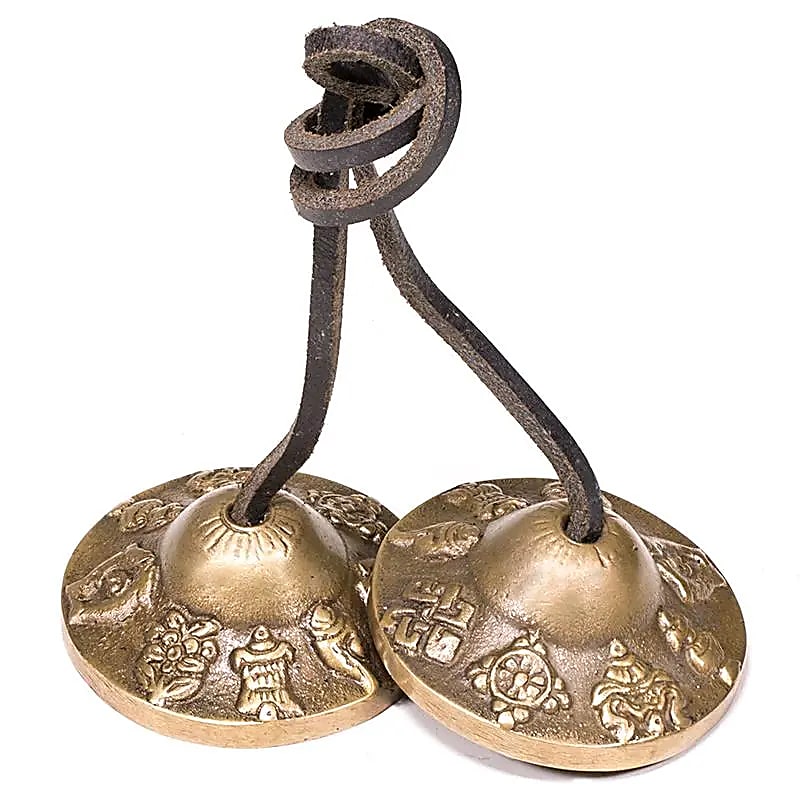 Cymbales / Tingshas - 8 signes auspicieux - 7.5 cm / normal - Astroia