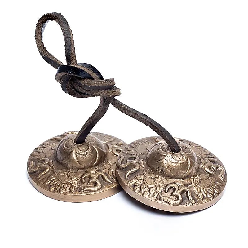Cymbales / Tingshas Hindou - OM avec Lotus - 6 cm - Astroia