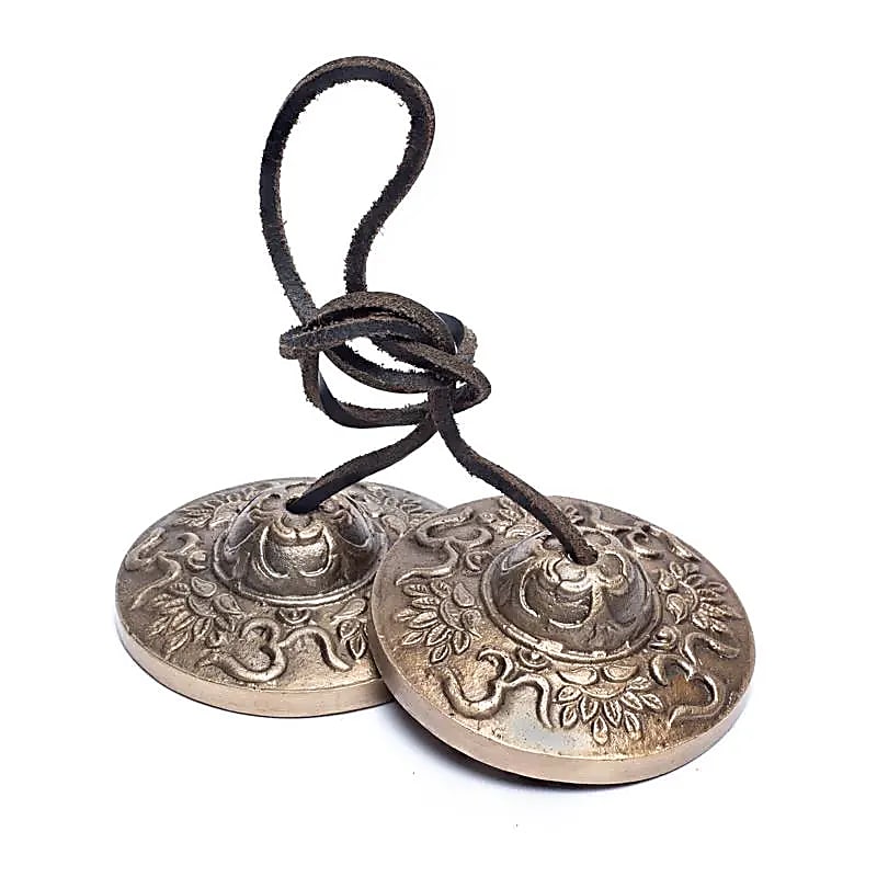 Cymbales / Tingshas Hindou - OM avec Lotus - 7 cm - Astroia