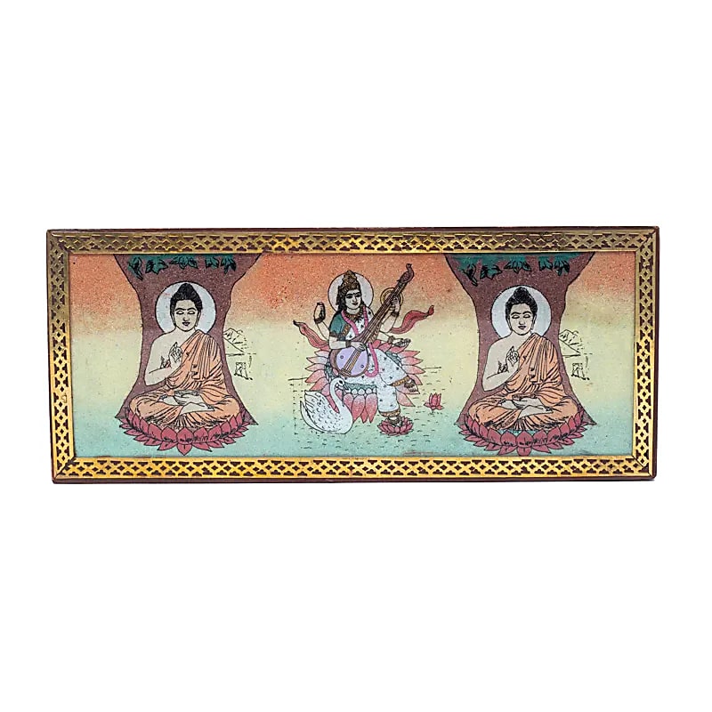 Boite à tarot ou bijoux Bouddha et Saraswati