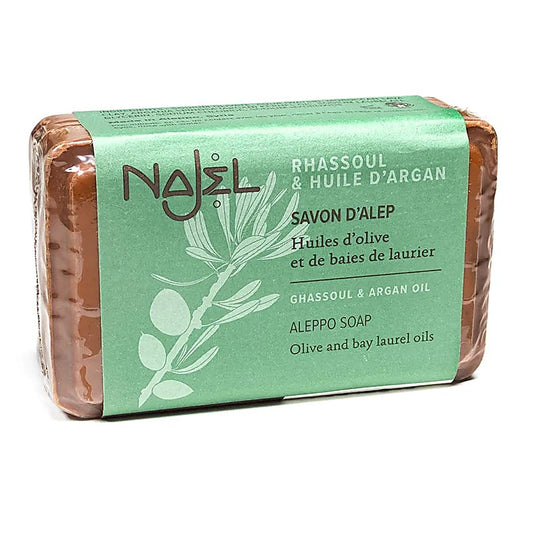 Savon d'Alep Najel au Rhassoul et Huile d'Argan – Nourrissant et Exfoliant