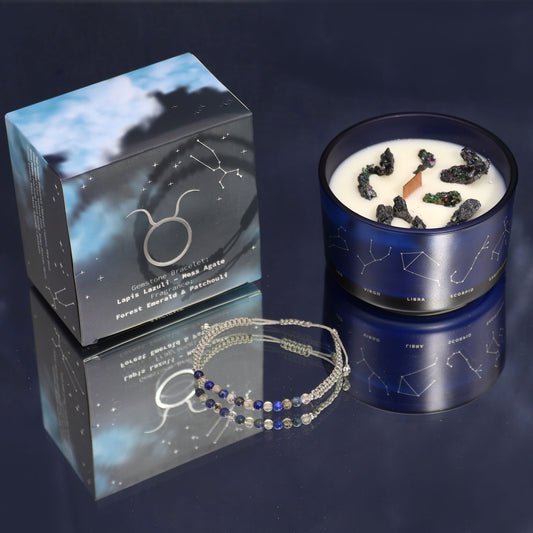 Coffret Cadeaux Bougie et Bracelet - Taureau : 22h de combustion pour cette jolie bougie