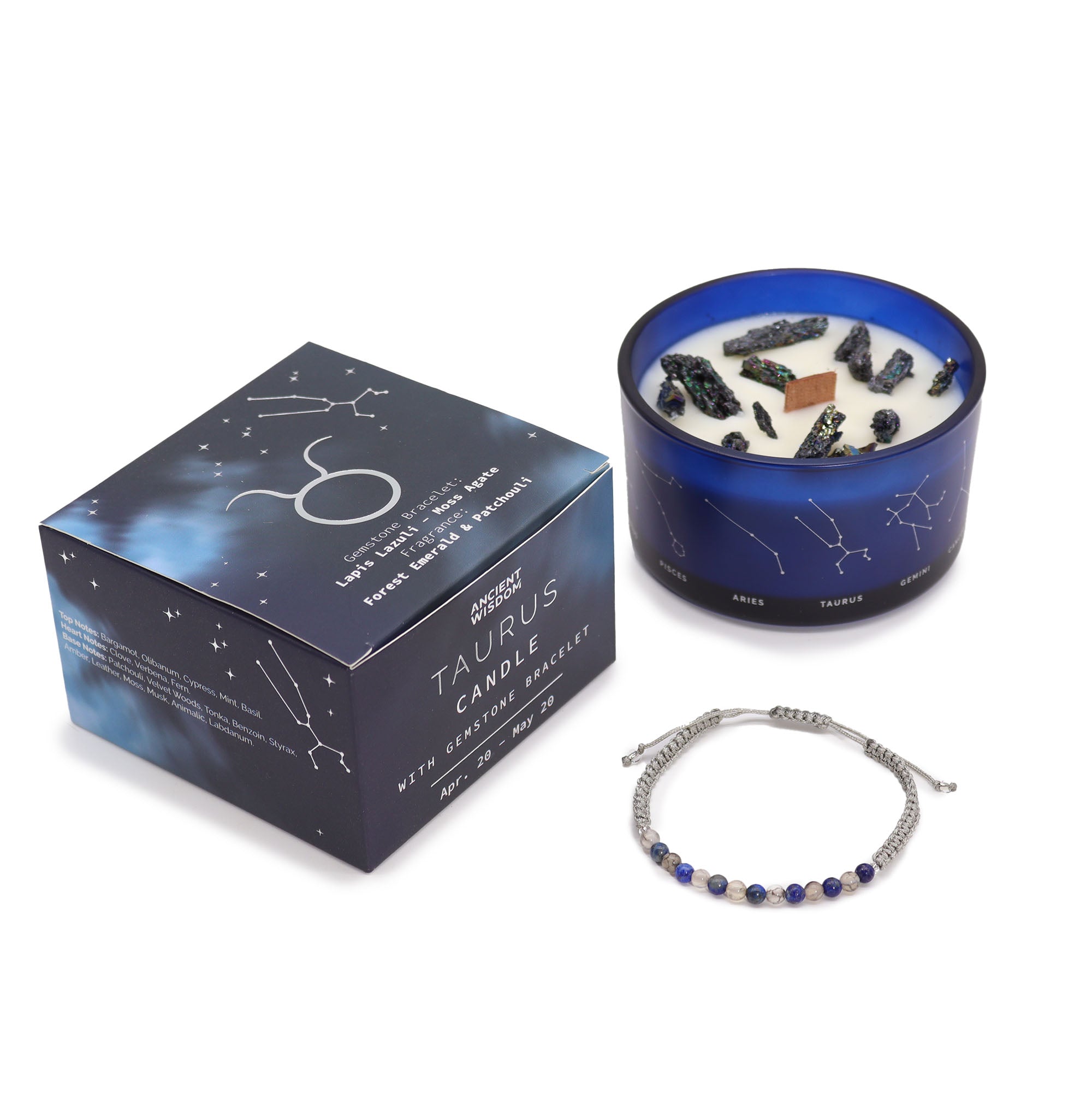 Coffret Cadeaux Bougie et Bracelet - Taureau