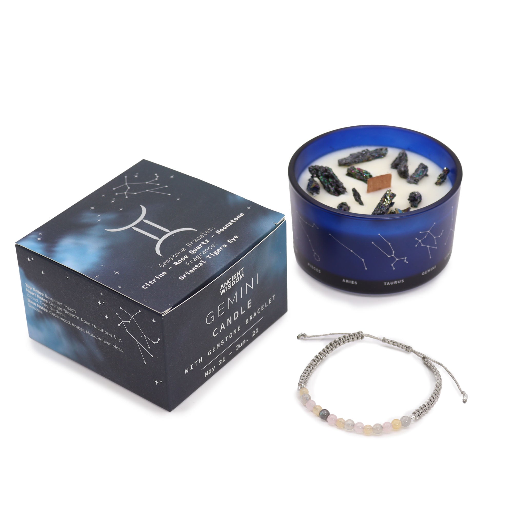 Coffret Cadeaux Bougie et Bracelet - Gémeaux