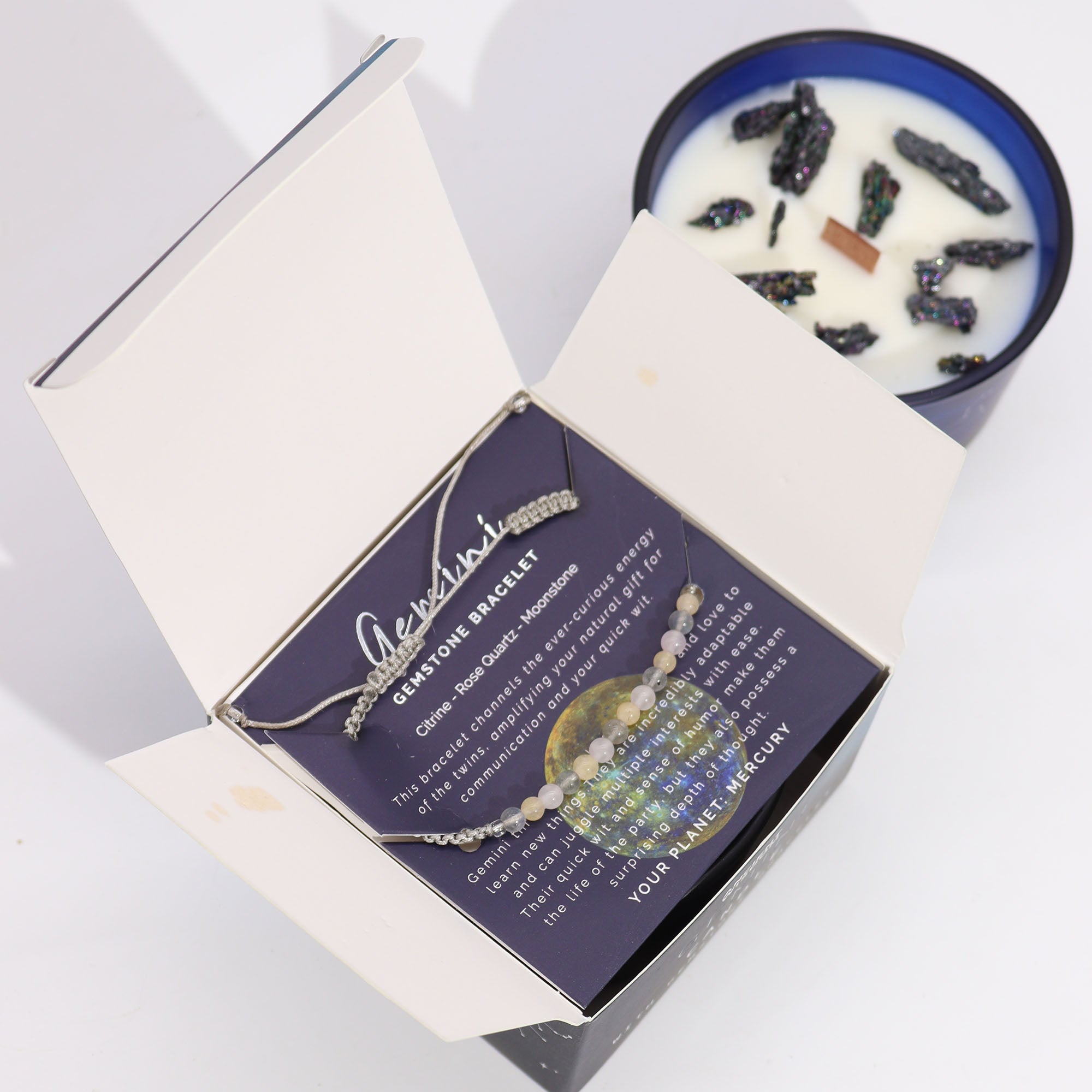Coffret Cadeaux Bougie et Bracelet - Gémeaux: une idée cadeau originale