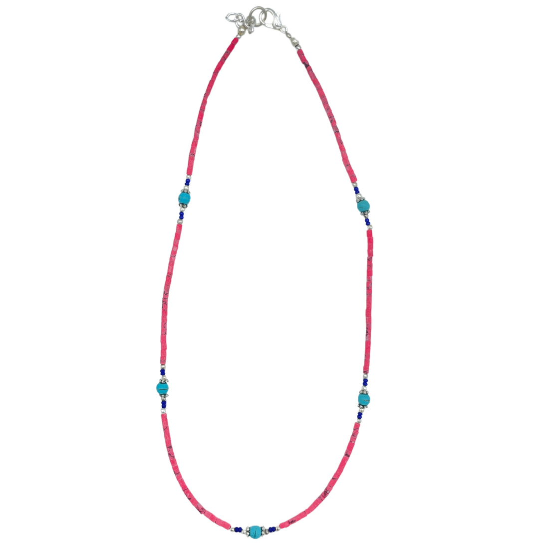 Collier de pierres précieuses - Corail rose et Turquoise