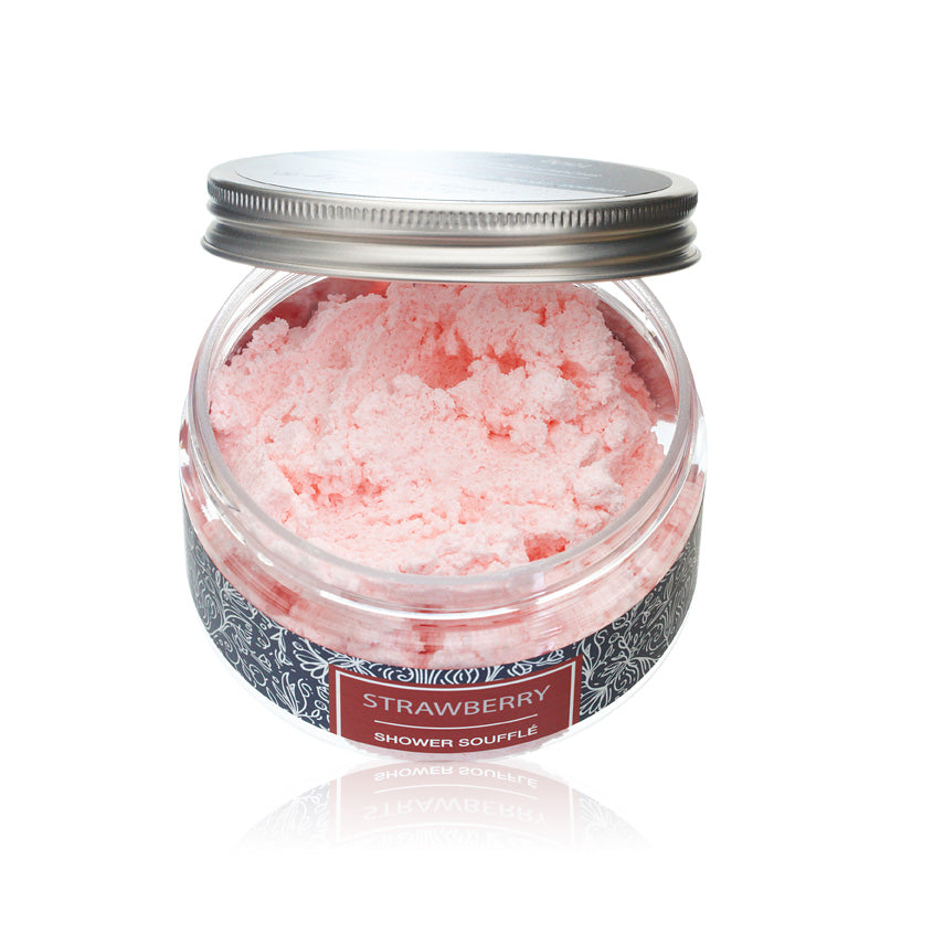 Mousse de Douche Fraise – Douceur Gourmande pour la Peau - pot ouvert