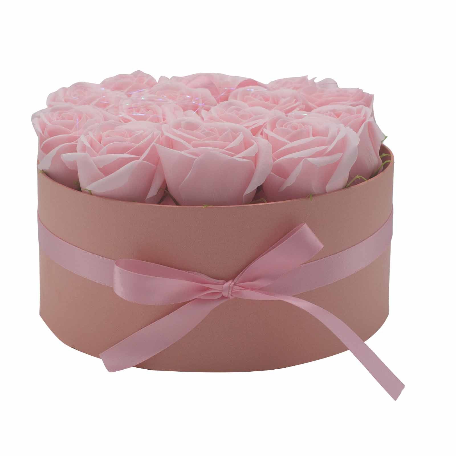 Coffret Rond de Fleurs de Savon - Roses roses - vue de profil