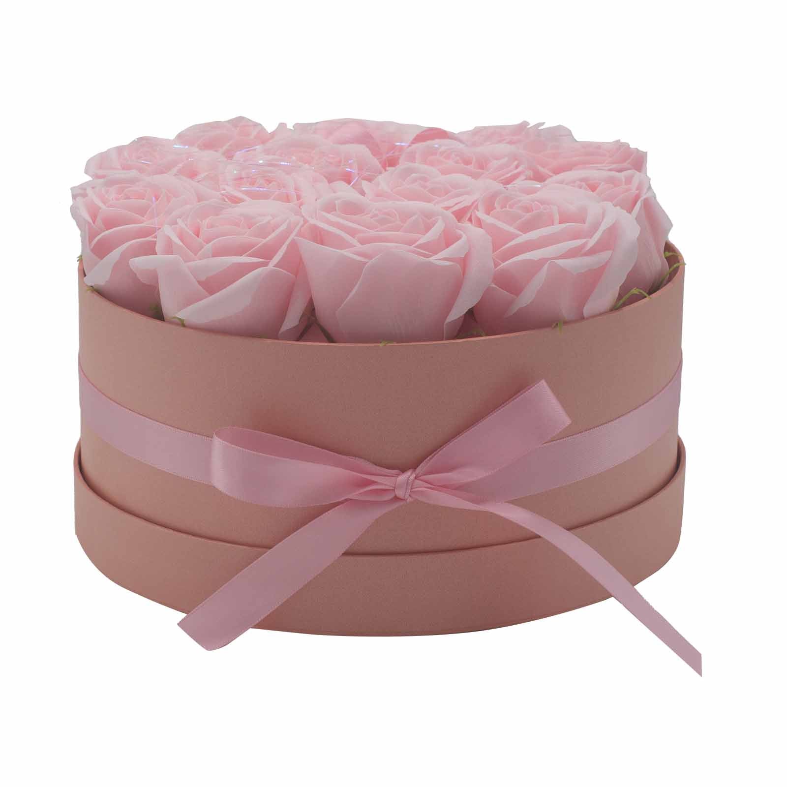 Coffret Rond de Fleurs de Savon - Roses roses -idée cadeau