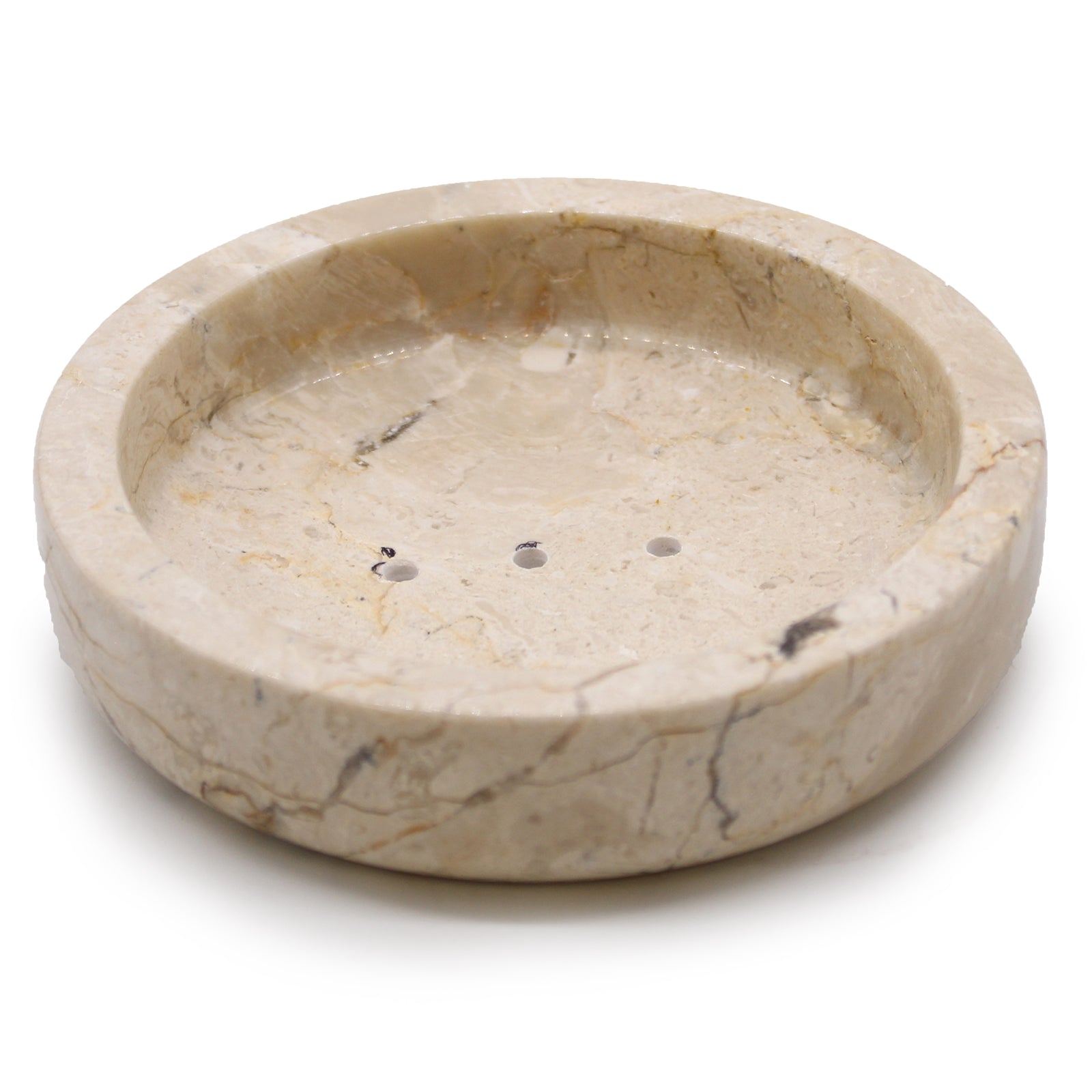Porte savon plat rond en marbre miel