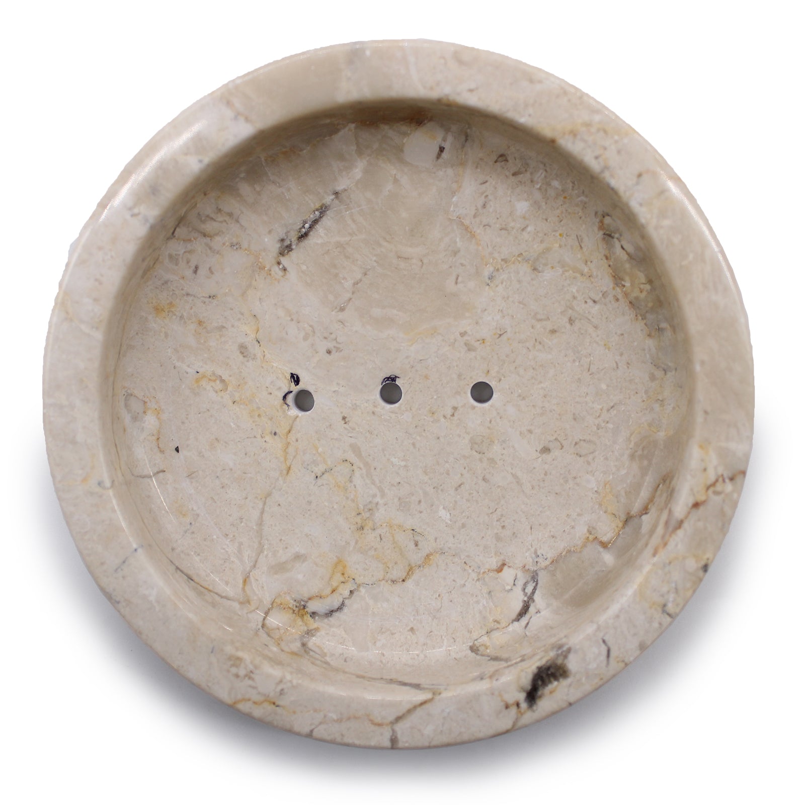 Porte savon plat rond en marbre miel – vue 3