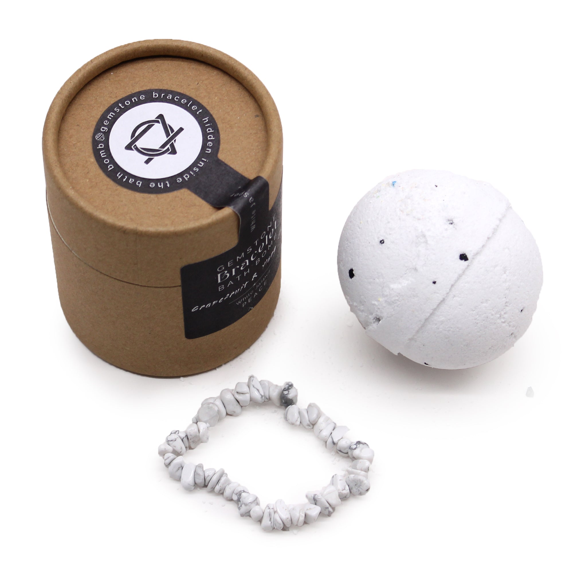 Bombe de bain & Bracelet Jaspe Blanc – Relaxation & Équilibre