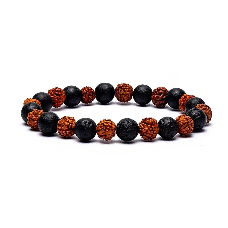 Bracelet Rudraksha - Pierre de lave