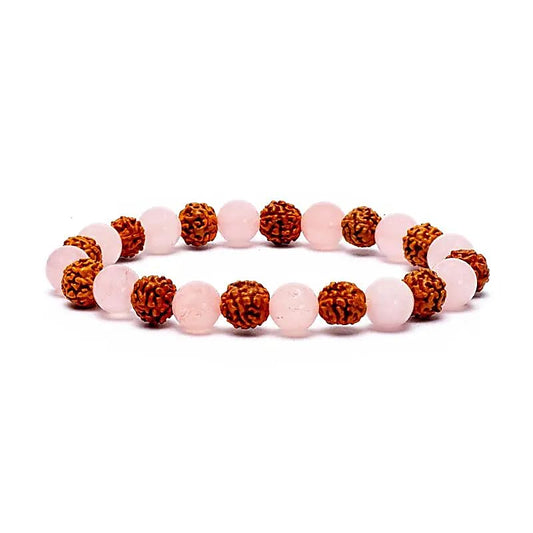 Bracelet Rudraksha - Quartz Rose
