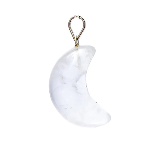 Pendentif Lune en Cristal de Roche Naturel