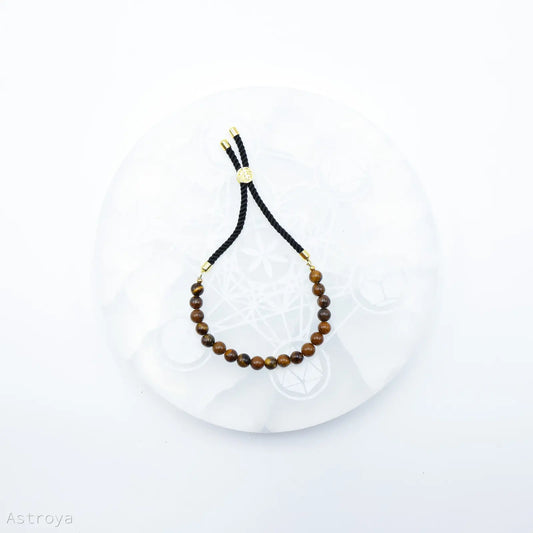 Bracelet en pierre naturelle plaqué or 18 carats et Œil de Tigre