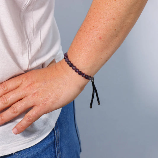 Bracelet en pierre naturelle plaqué argent | Améthyste