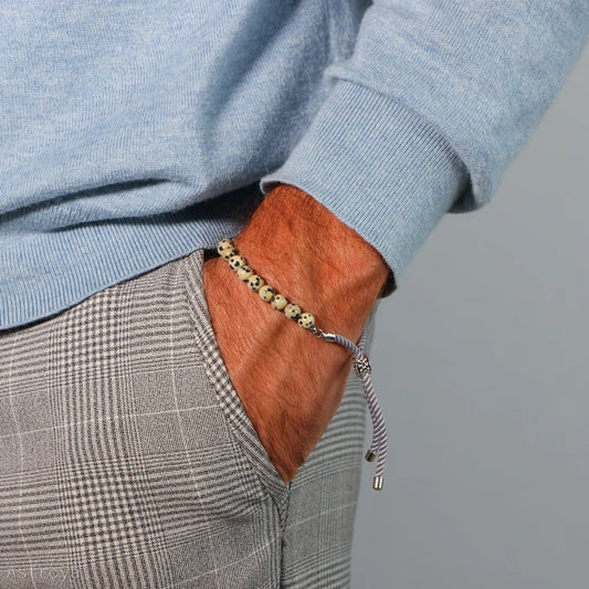 Bracelet en pierre naturelle plaqué argent | Howlite Blanche