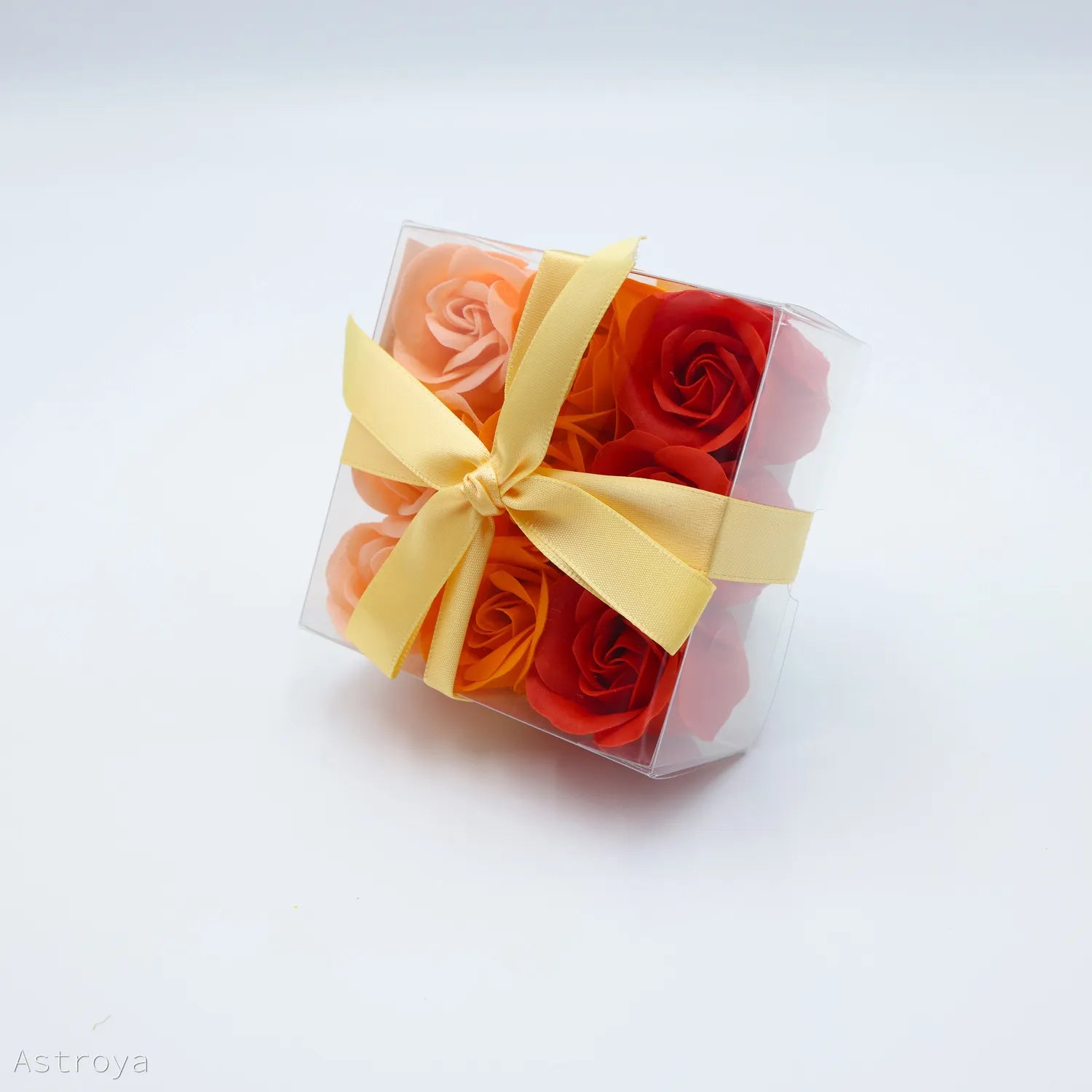 Boite de 9 roses rouge-orange