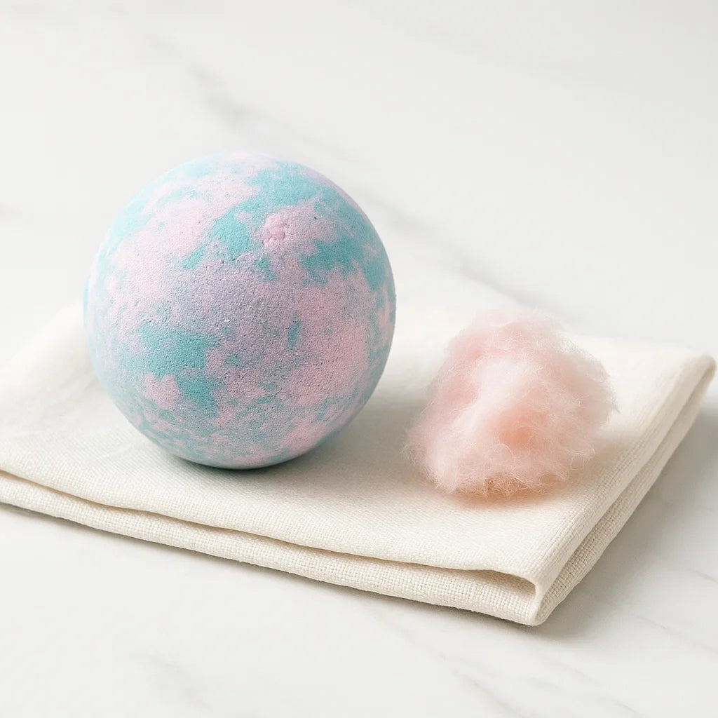 Bombe de bain au karité barbe à papa – parfum sucré dans coffret bien-être
