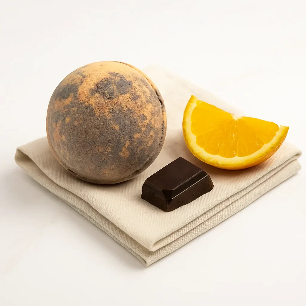 Bombe de bain au karité orange chocolat – douceur dans coffret bien-être