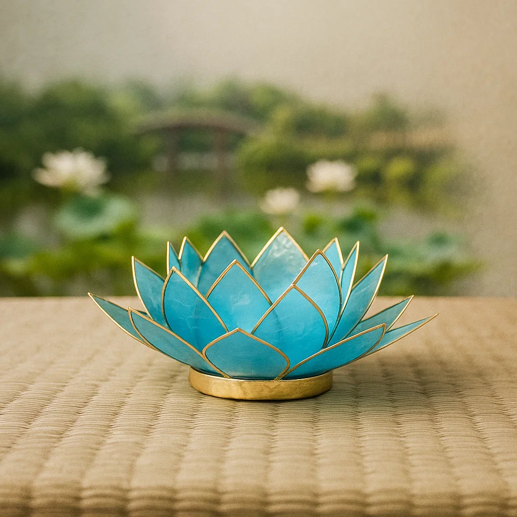 Bougeoirs Lotus 7 Chakras - bords dorés