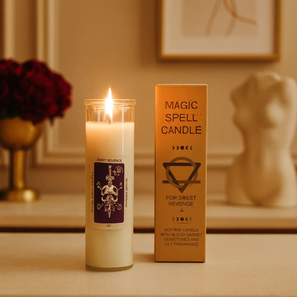 Bougie magique Douce Vengeance – pierres naturelles pour libérer les émotions et tourner la page