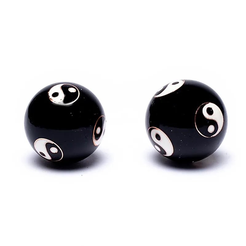 Boule Qi Gong Yin Yang noire diamètre 3,5 cm pour méditation et relaxation