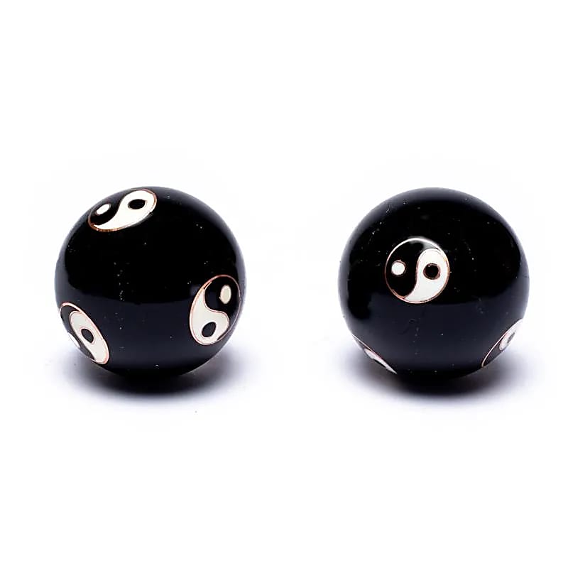 Boule Qi Gong Yin Yang noire diamètre 4 cm en pierre pour énergie et bien-être