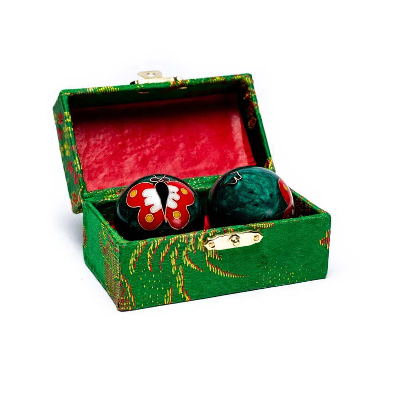 Coffret avec deux boules de santé Qi Gong motif papillon de 3,5 cm, accessoire bien-être et énergie