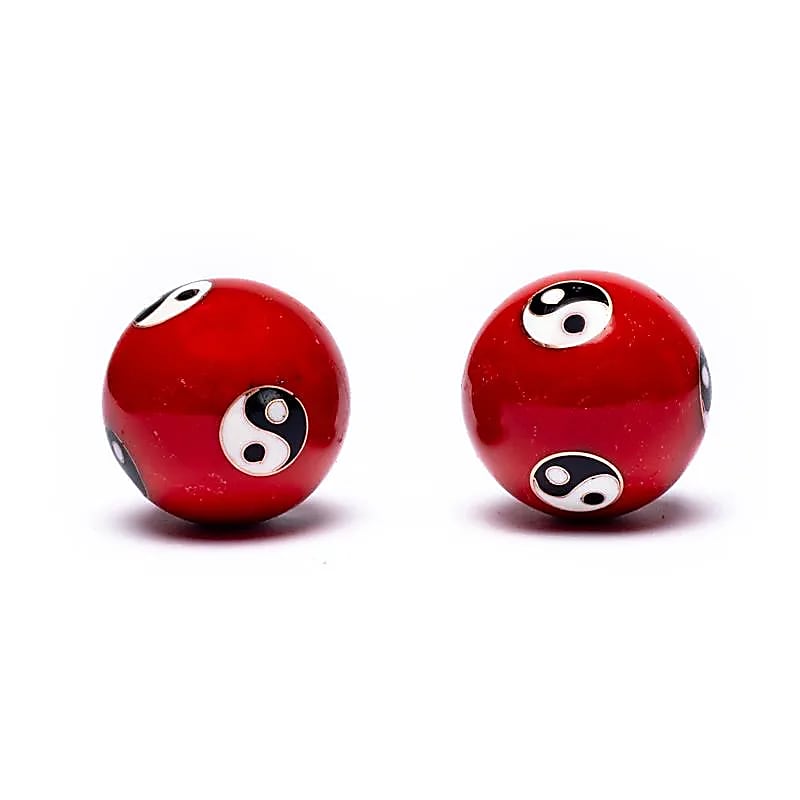 Boules de santé Qi Gong Yin et Yang rouges de 4 cm pour méditation et relaxation