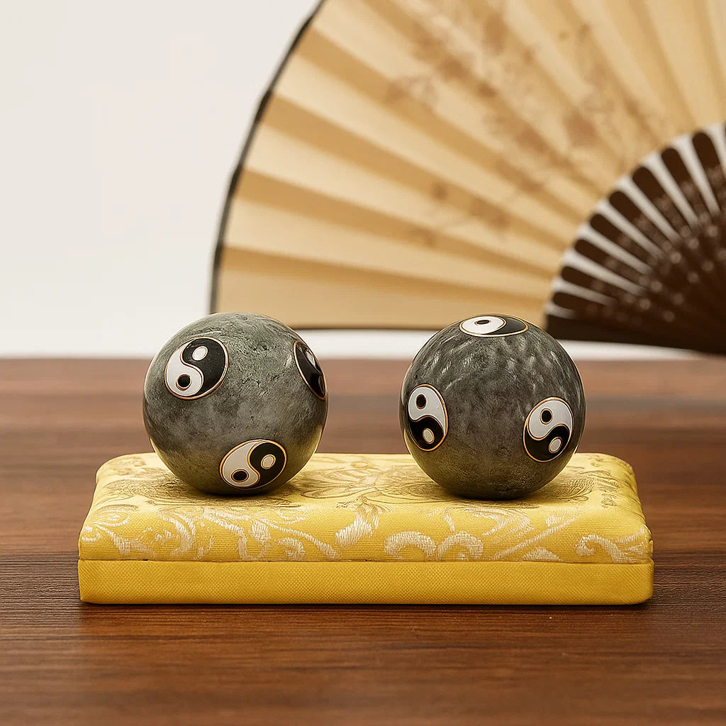 Boules de santé Qi Gong Yin et Yang Tai Chi gris - 3.5 cm
