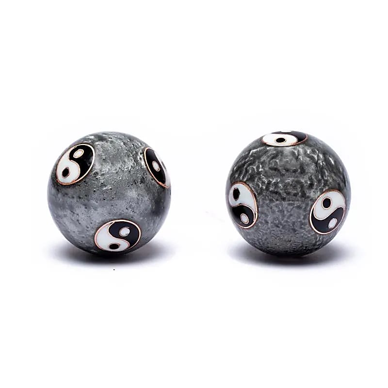 Boules de santé Qi Gong Yin Yang Tai Chi grises de 3.5 cm pour méditation et relaxation