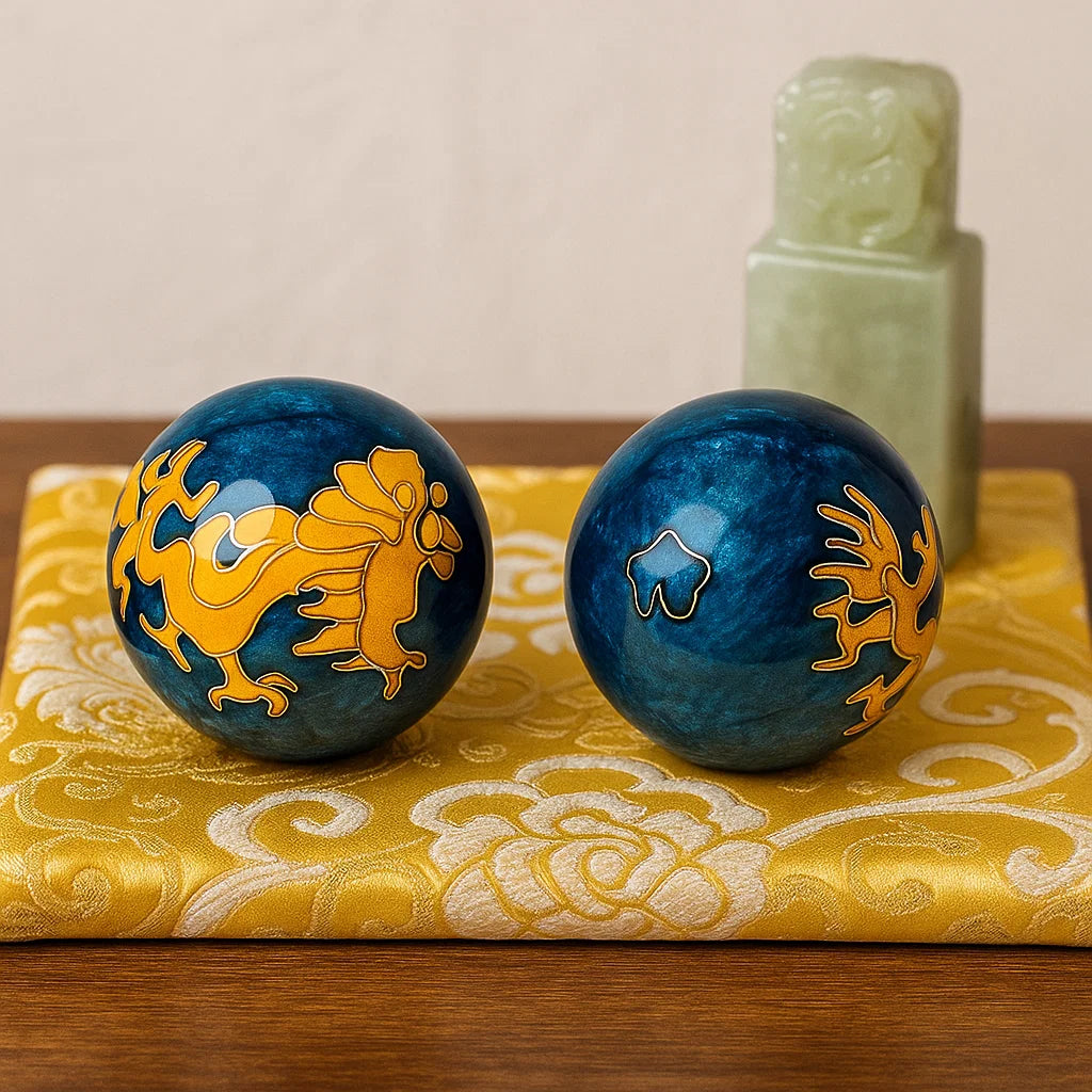 Boules de santé Qi Gong Dragon jaune - 4 cm