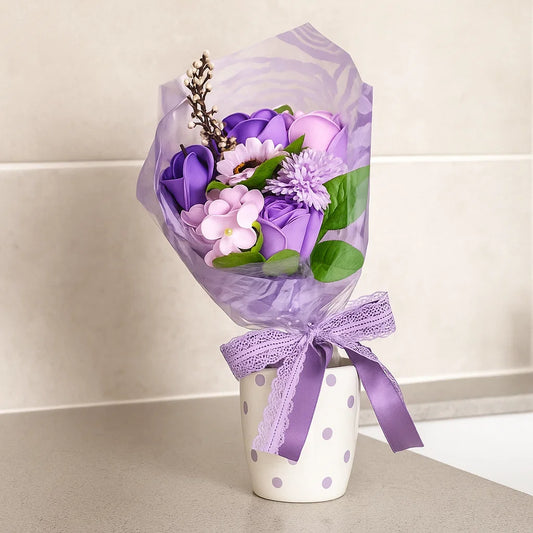 Bouquet de fleurs de savon artisanales format M 25x13x6 cm – idée cadeau original bien-être