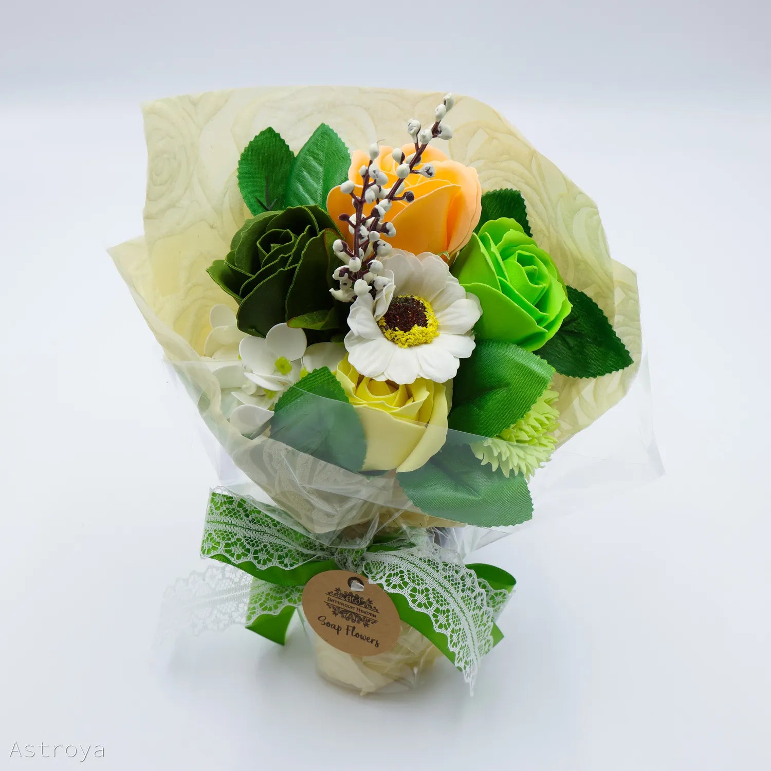 Composition florale en savon – bouquet décoratif cadeau femme