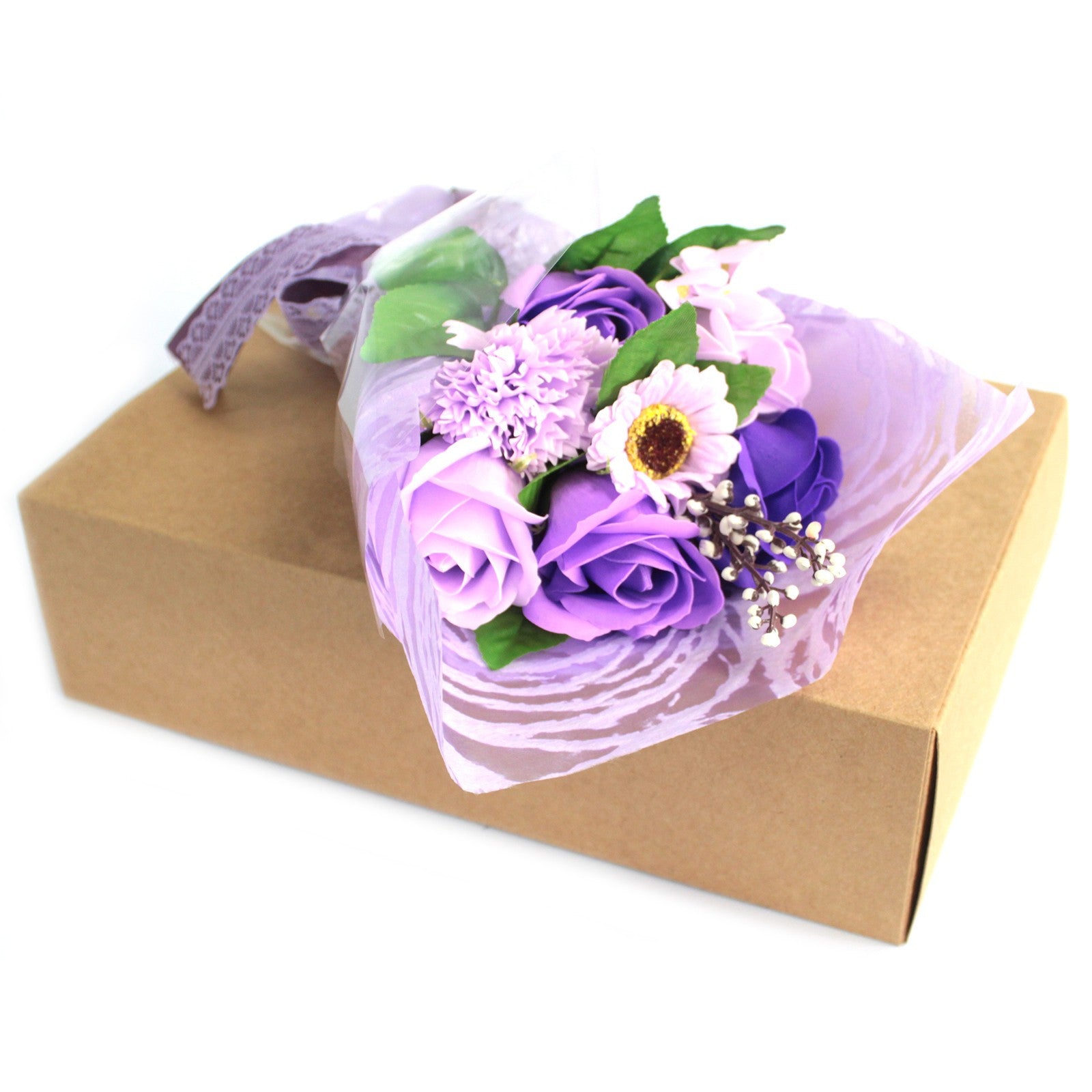 Bouquet élégant en fleurs de savon pour décoration et cadeau femme