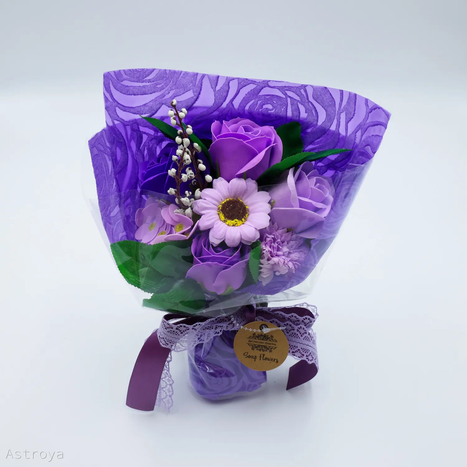 Bouquet de Fleurs de savon Bleu - vue de face