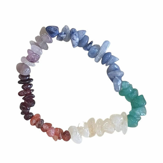Bracelet 7 chakras en chips de pierres - petit modèle