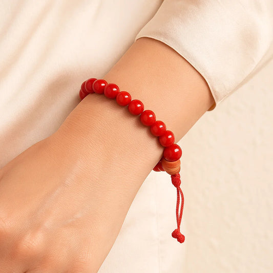 Bracelet Ajustable en Corail | 21 perles