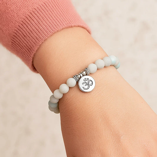 Bracelet Amazonite 21 perles | charm Om