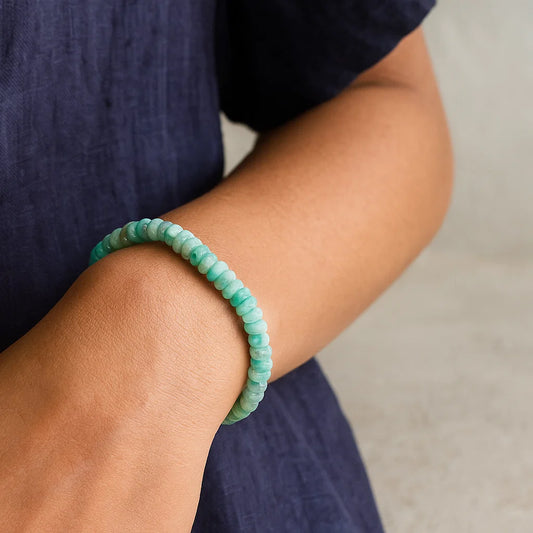 Bracelet Amazonite à facettes - 6 mm
