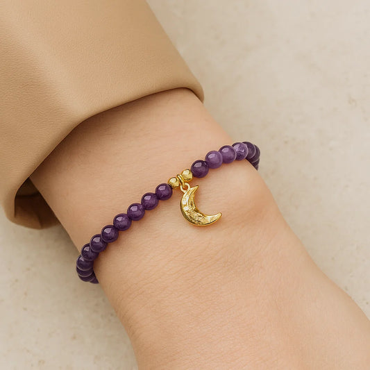 Bracelet Améthyste | charm Lune