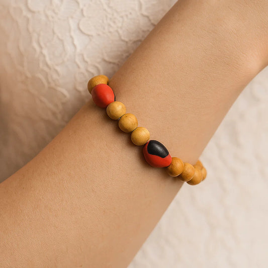 Bracelet Palo Santo avec 4 perles Huayruro - 8 mm